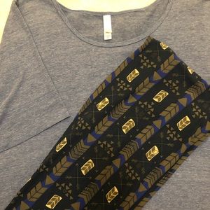 Lularoe 3X Perfect with TC Leggings Great Blue Set